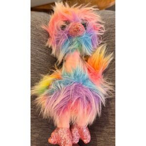 Ty Beanie Boos Asha the Ostrich Rainbow Pink Glitter Eyes Plush Bird 2019 6 inch